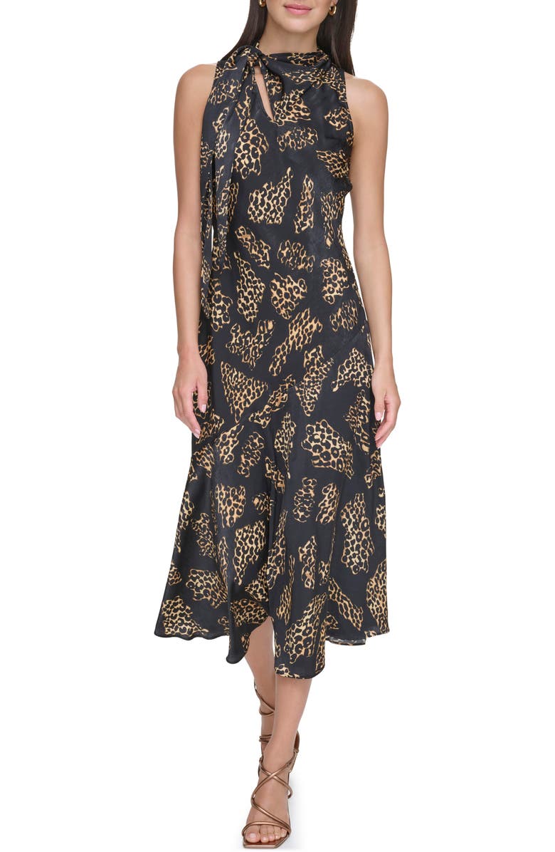 DKNY Tie Neck Sleeveless Dress, Main, color,