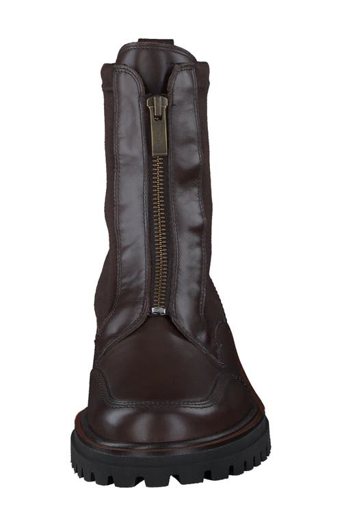 Paul Green Sheridan Lug Zip Bootie In Brown