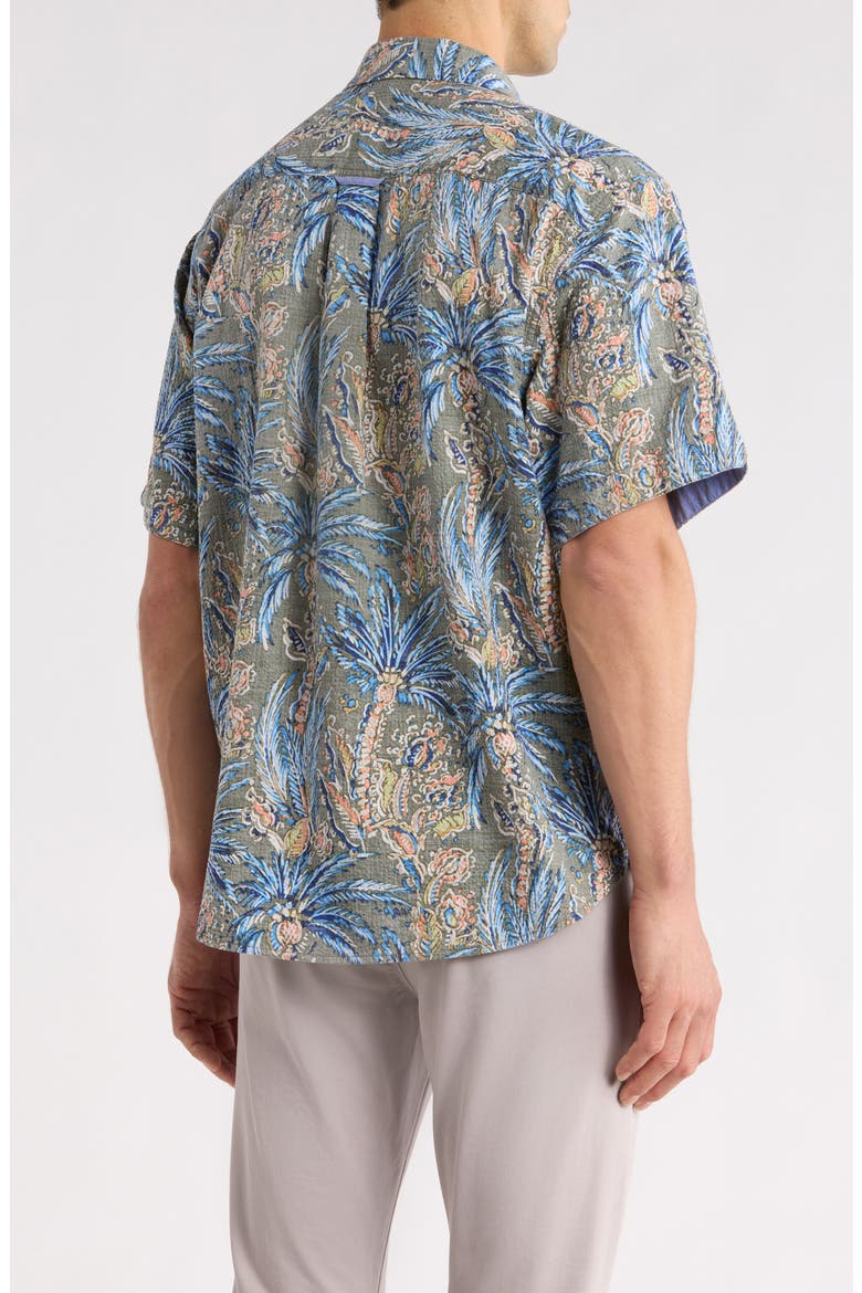 Nova Wave Fiera Fronds Short Sleeve Cotton Blend Seersucker Button-Up Shirt, Alternate, color, PALM MOSS