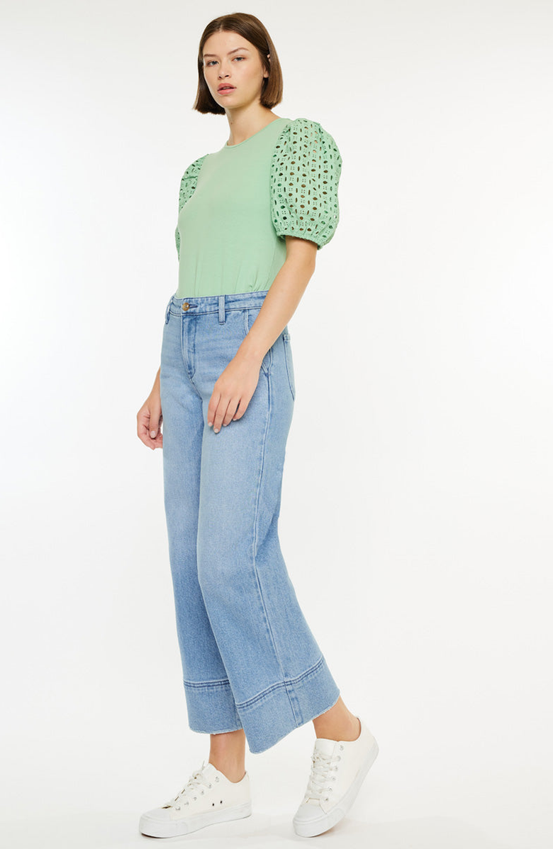 KanCan Darla High Rise Cropped Wide Leg Jeans, Alternate, color, Medium Wash