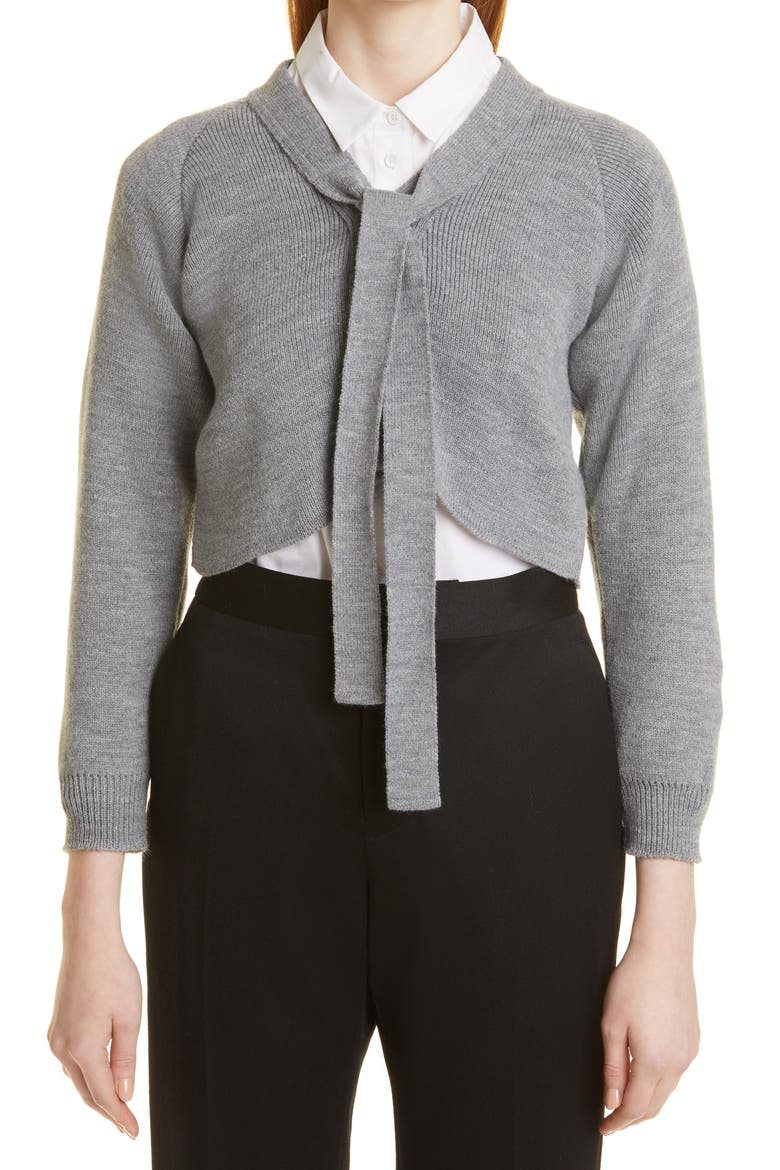 x Lochaven of Scotland Tie Neck Crop Cardigan, Alternate, color, 2 GRAY