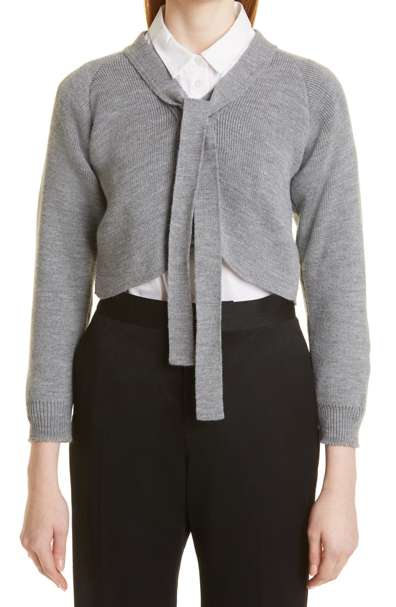 Comme des Garçons Girl x Lochaven of Scotland Tie Neck Crop Cardigan, Alternate, color,