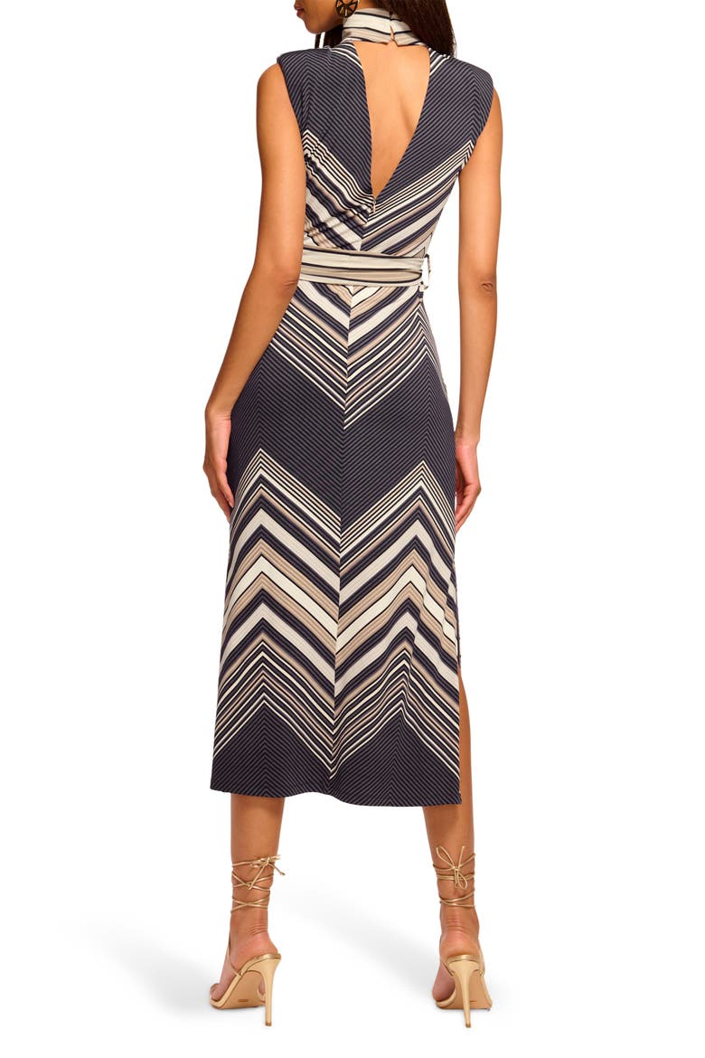 Karolina Chevron Print Knit Midi Dress, Alternate, color, BLACK CHEVRON