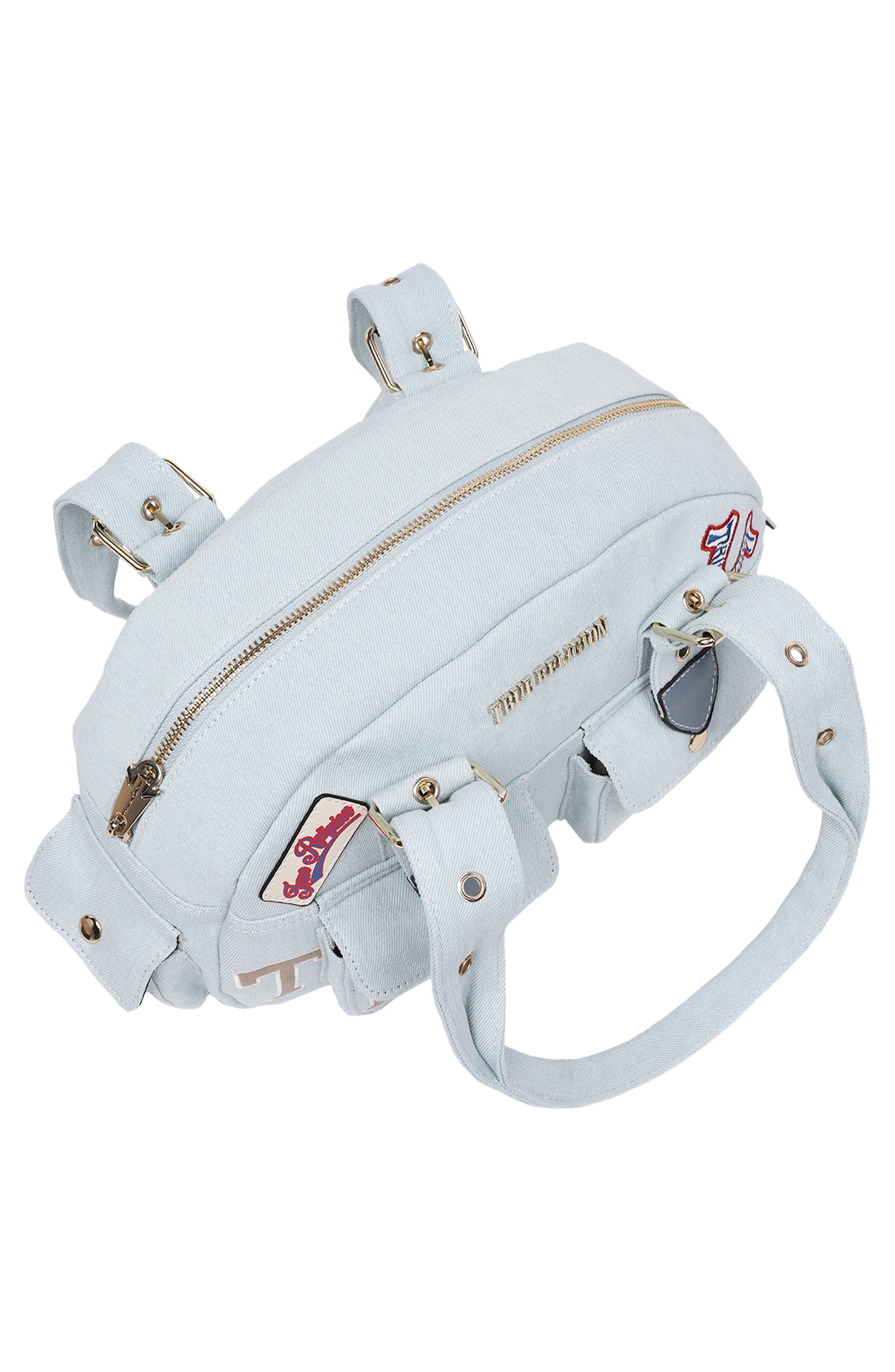 True Religion Multipatch Satchel Bag, Alternate, color, Light Blue