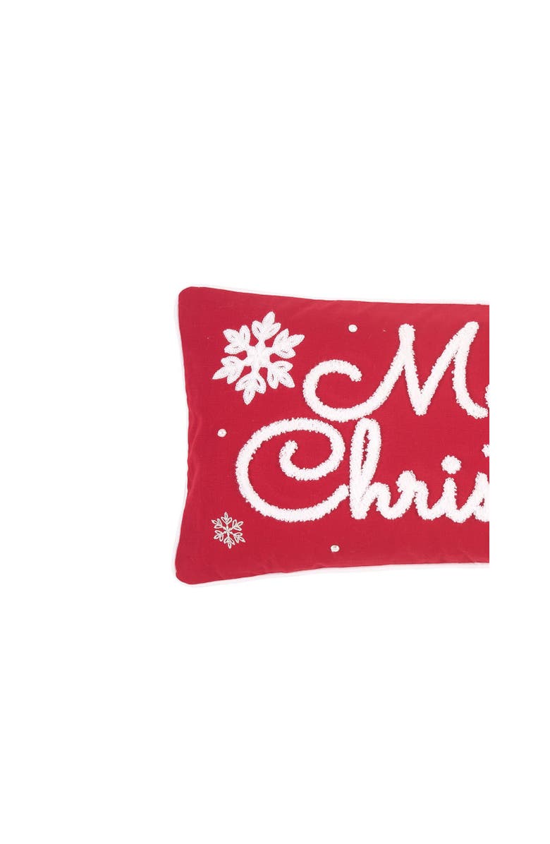 C&F Home "Merry Christmas" Snowflakes Red Embroidered Mini Accent Pillow 12" x 24", Alternate, color, Red