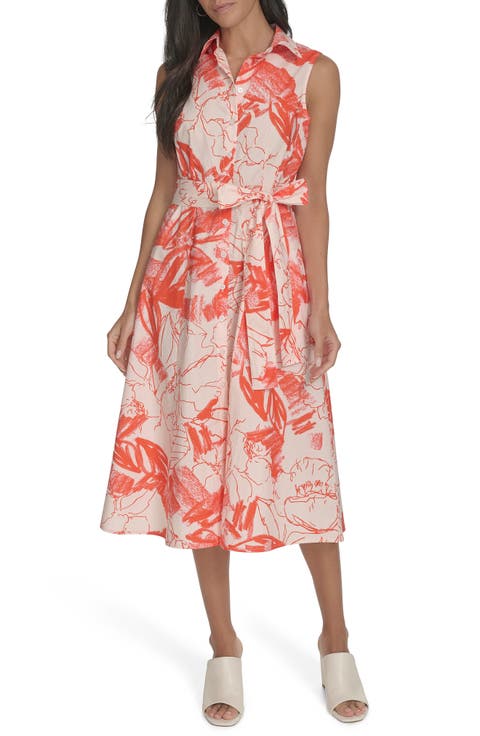 Floral Sleeveless Cotton Shirtdress