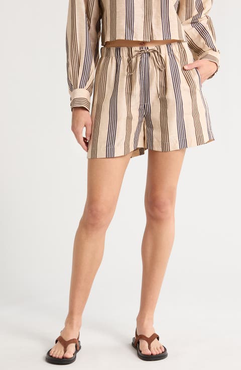 Logan Drawstring Linen & Silk Beach Shorts