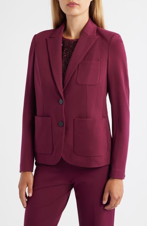 Anne Klein Womens Double Button Triple Pocket Peak Lapel Jacket Sequined Short Sleeve Triple Mesh Top Solid Wid In Burgundy