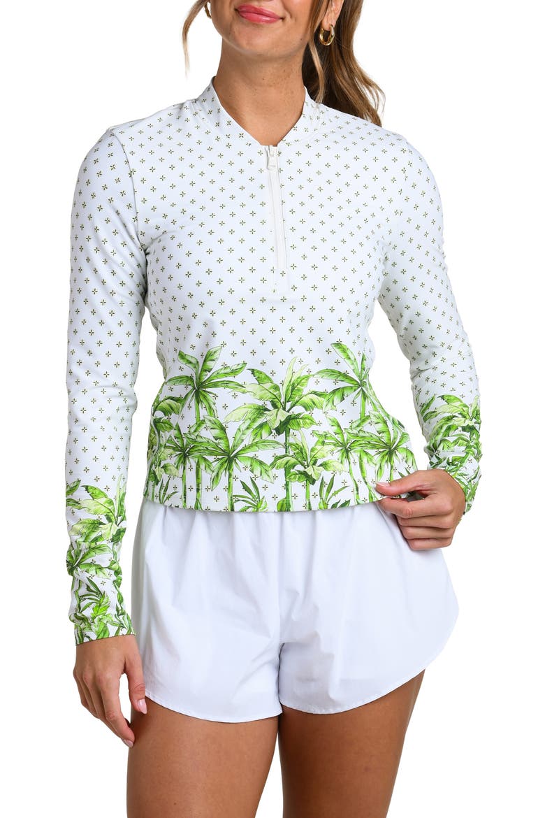 Club Palm Half Zip Top, Main, color, LIME