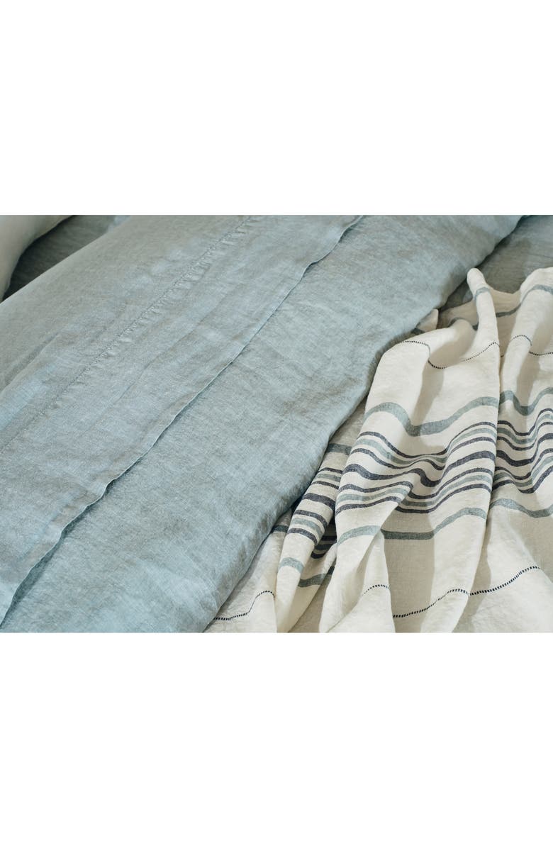 Coyuchi Relaxed Organic Linen Duvet Cover, Alternate, color, Pacific Blue Chambray