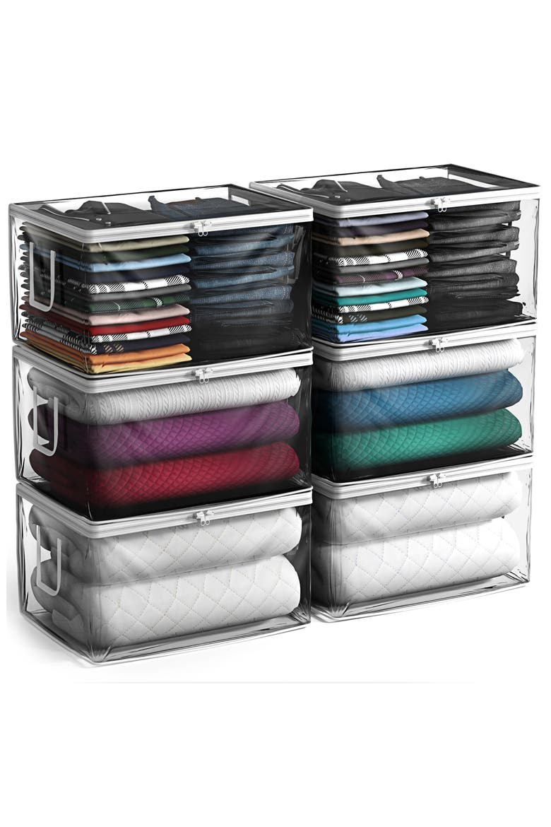 Set of 6 Foldable Large Storage Bins, Alternate, color, CLEAR