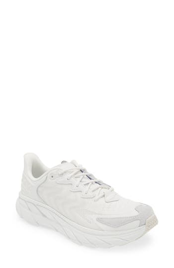 Hoka Clifton Ls Walking Shoe In White/nimbus Cloud