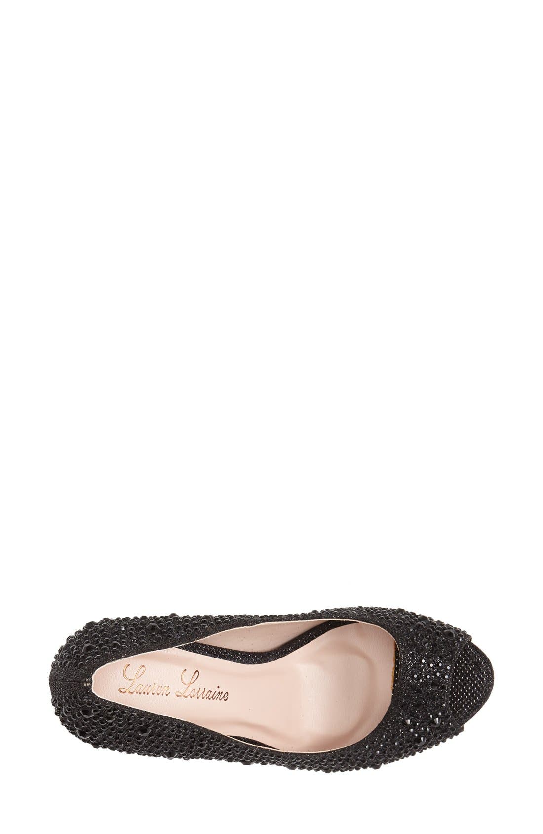 Lauren Lorraine 'Paula' Crystal Peep Toe Pump, Alternate, color, 