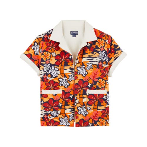 Vilebrequin Monoi Turtles Open Shirt In Abricot