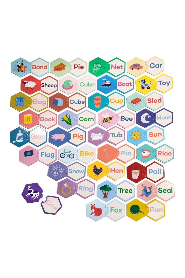 Simple Words Hexagon Puzzle, Alternate, color, MULTI