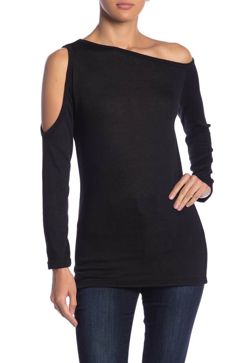 Off-the-Shoulder Sweater, Main, color, BLACK