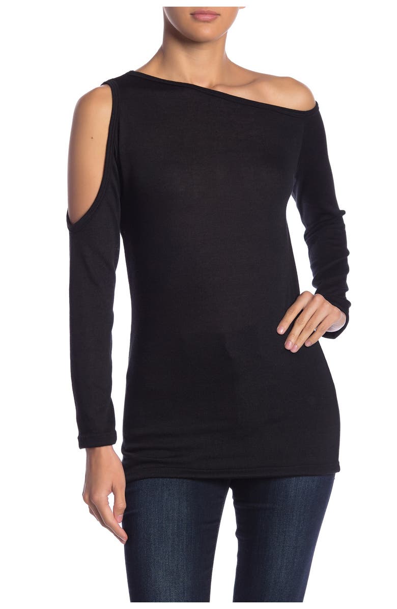 GO COUTURE Off-the-Shoulder Sweater, Main, color, Black
