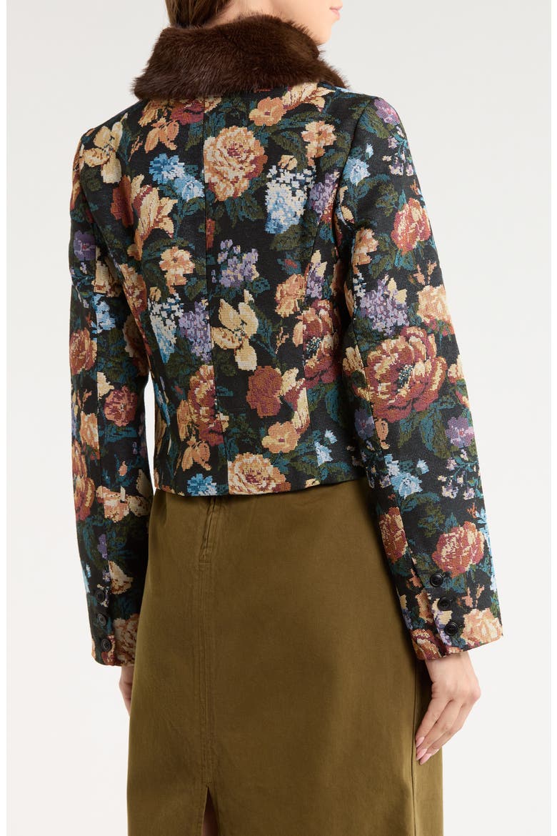 Matilda Faux Fur Trim Jacket, Alternate, color, VILLANDRY