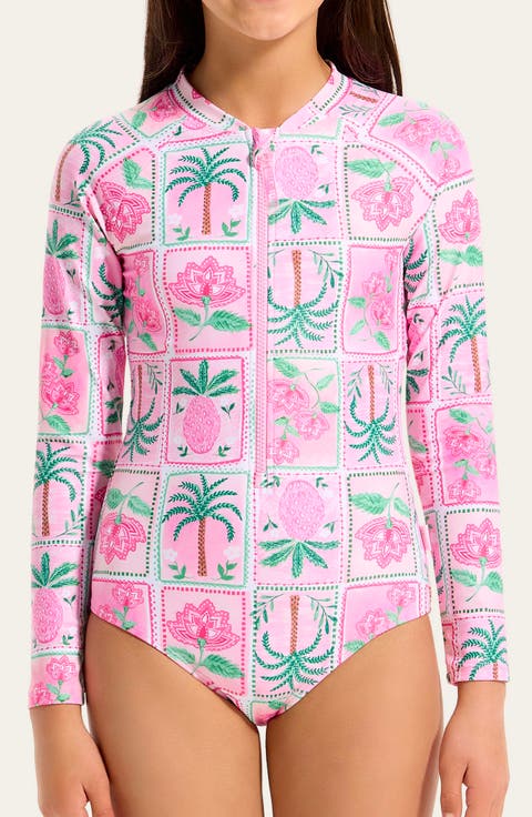 Kids' Maldives Long Sleeve UPF 50+ One-Piece Rashguard Swimsuit (Big Kid)