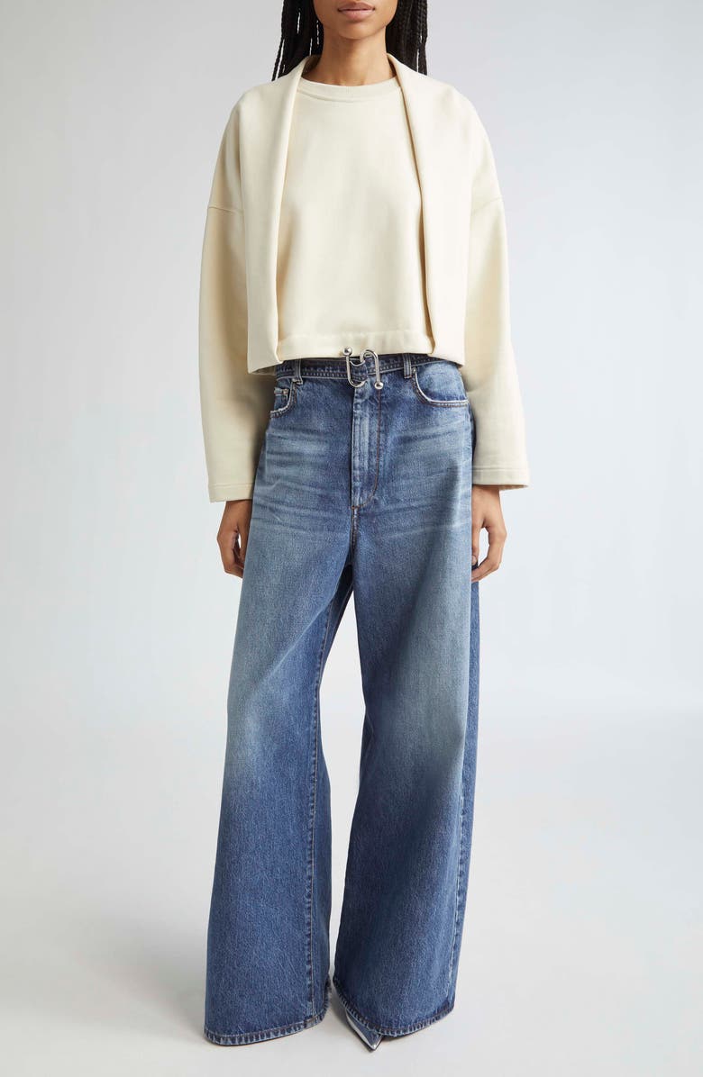 SPORTMAX Procida Belted Distressed Wide Leg Jeans, Alternate, color, Midnight Blue