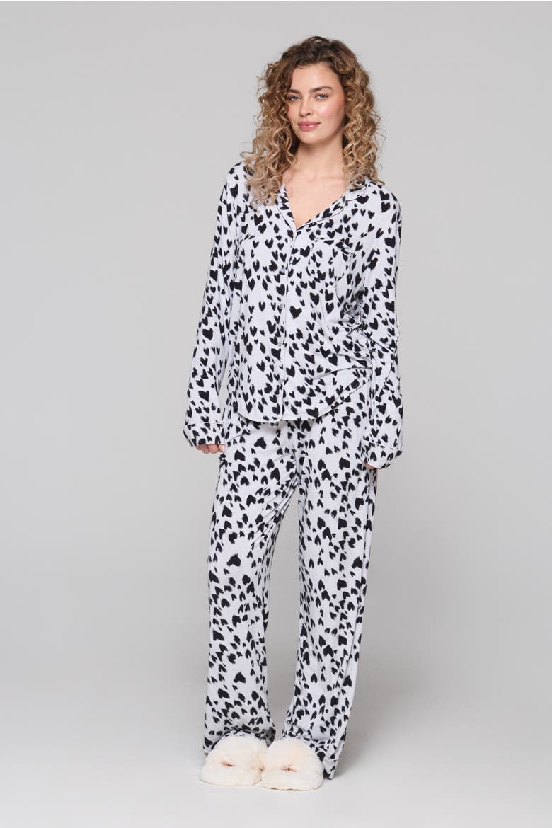 Puppy Love Long Pajama Set, Main, color, Grey, Black