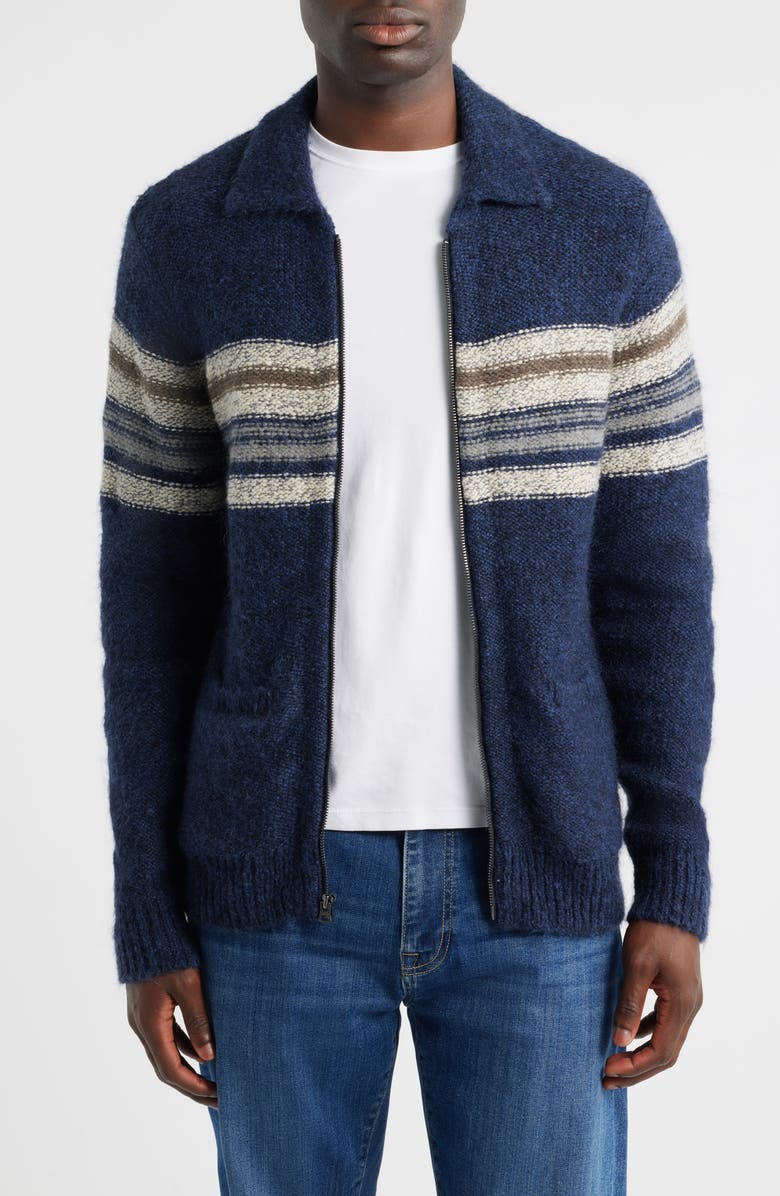 Rails Seldon Stripe Zip-Up Cardigan, Main, color, Moon Shadow