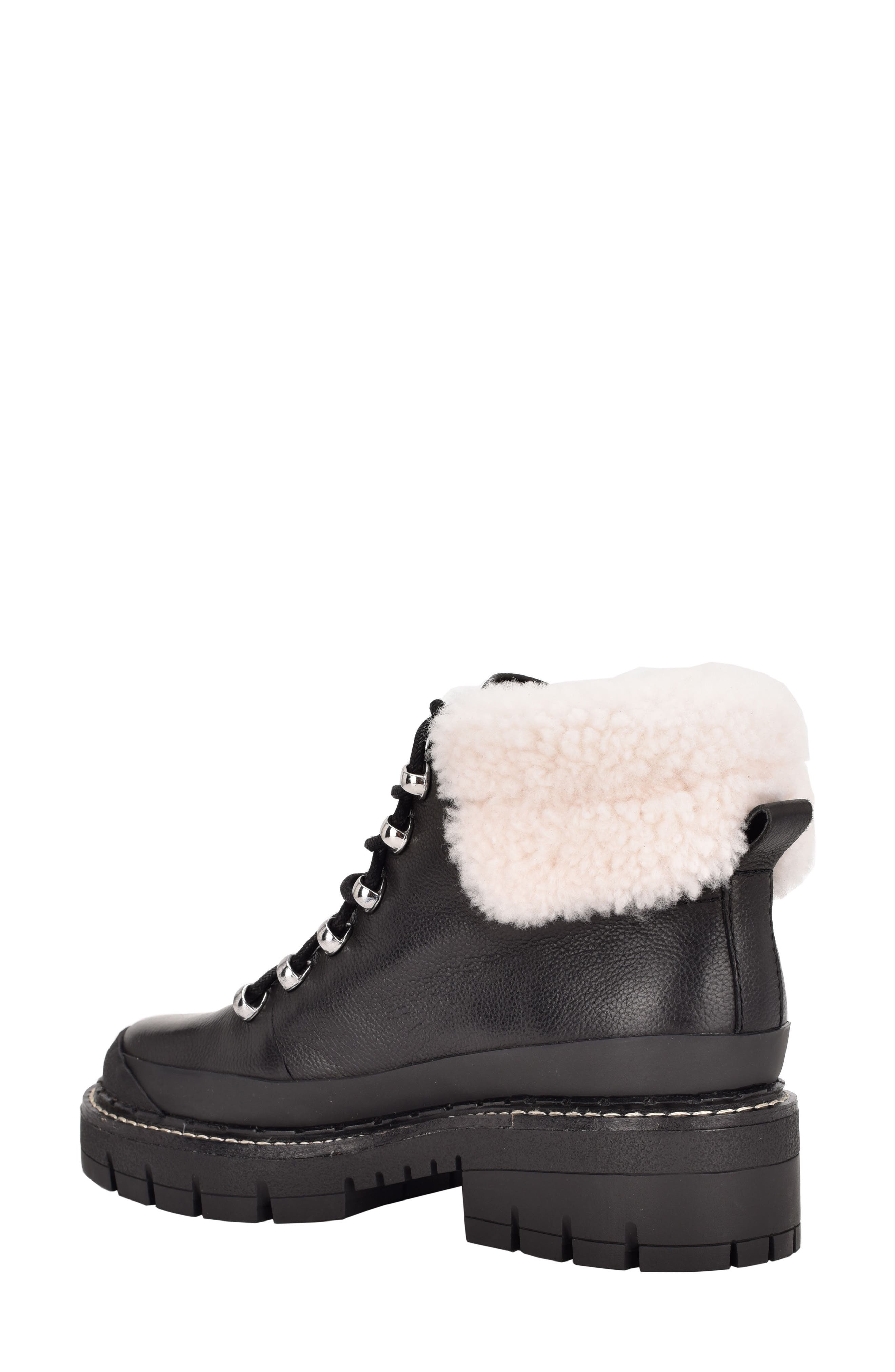 Marc Fisher LTD Cade Genuine Shearling Cuff Lace-Up Boot, Alternate, color, 