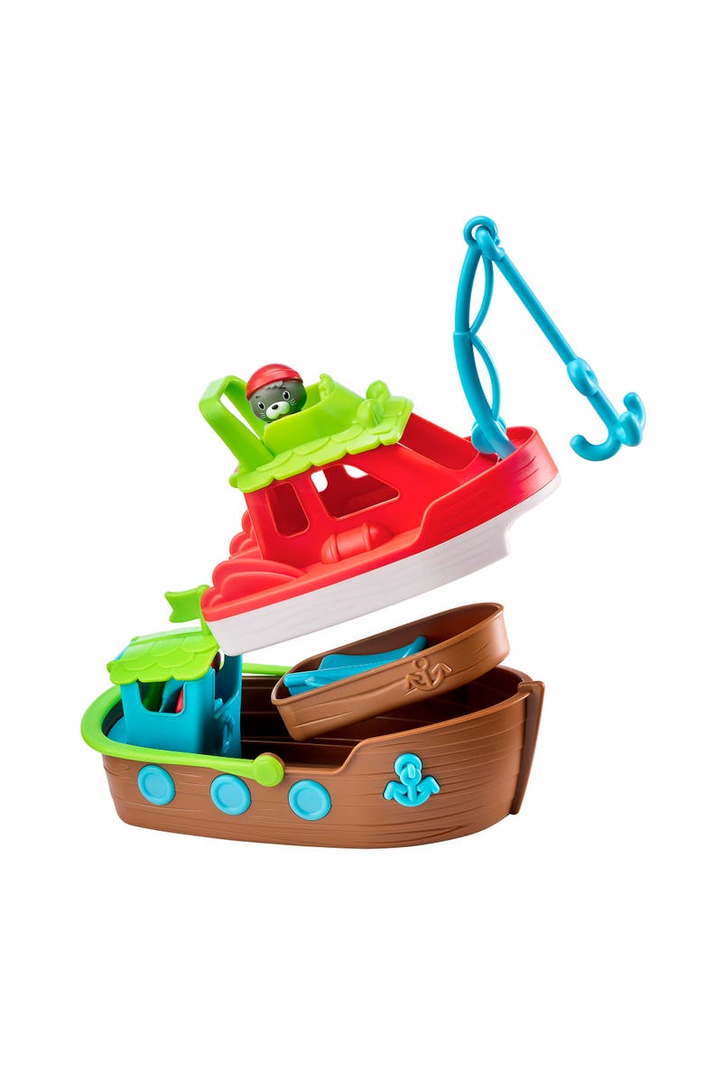 Timber Tots Nesting Boats 3 In 1 Playset, Seal Figure, Stacking Water Toy, Alternate, color, Multicolored