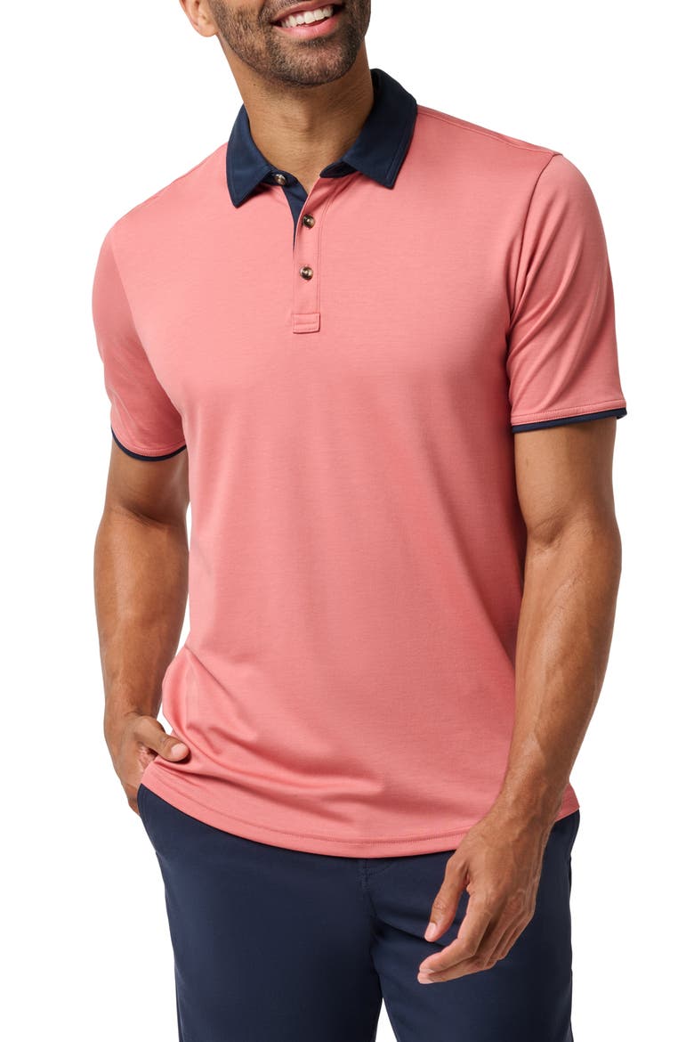 All Day Social Club Contrast Collar Cotton Blend Polo Shirt, Main, color, BRICK DUST