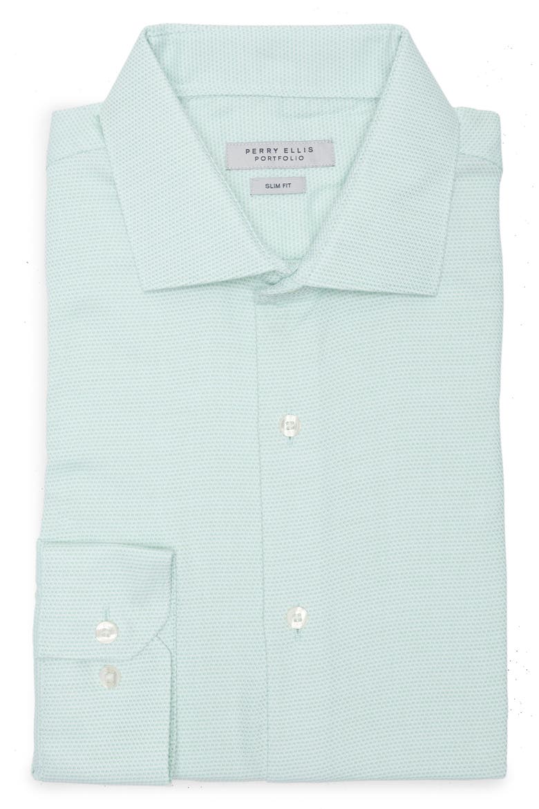 King Slim Fit Micro Dot Shirt, Alternate, color, LIME