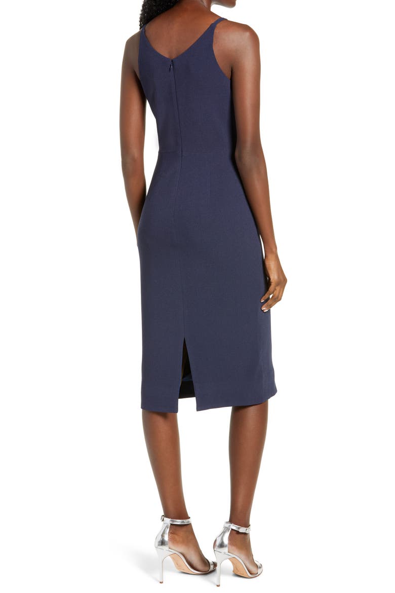Lyla Crepe Cocktail Dress, Alternate, color, NAVY