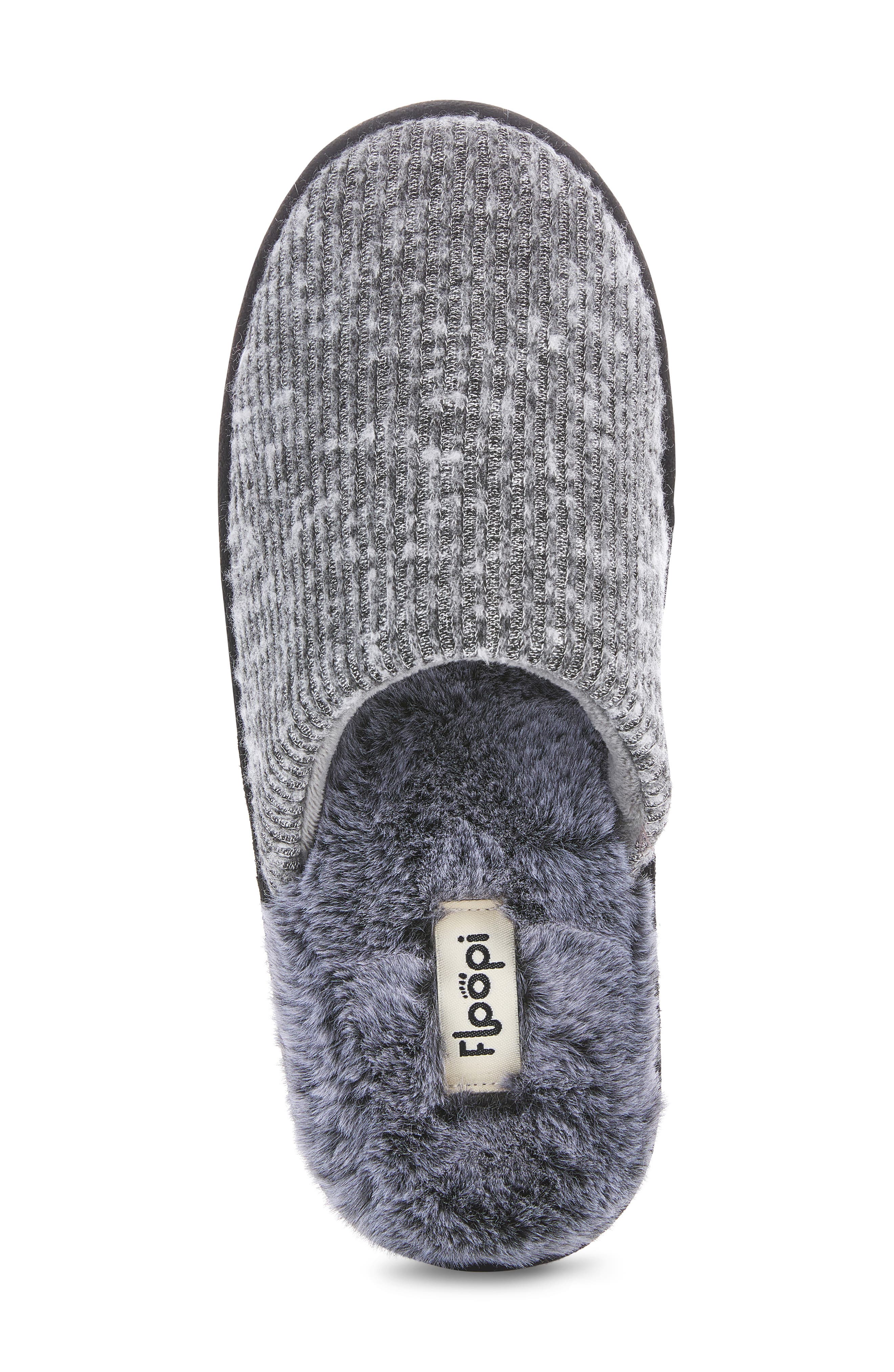 FLOOPI Aurora Knit Scuff Slipper with Faux Fur Lining, Alternate, color, Grey