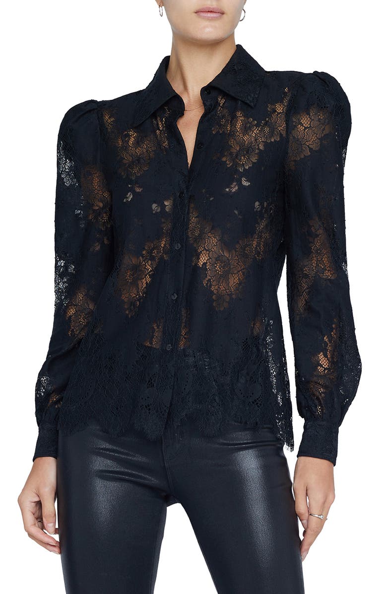 L'AGENCE Jenica Lace Blouse, Main, color, Black