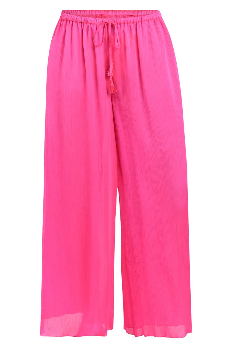 Radiance Textured Satin Cover-Up Palazzo Pants, Alternate, color, BRIGHT PINK