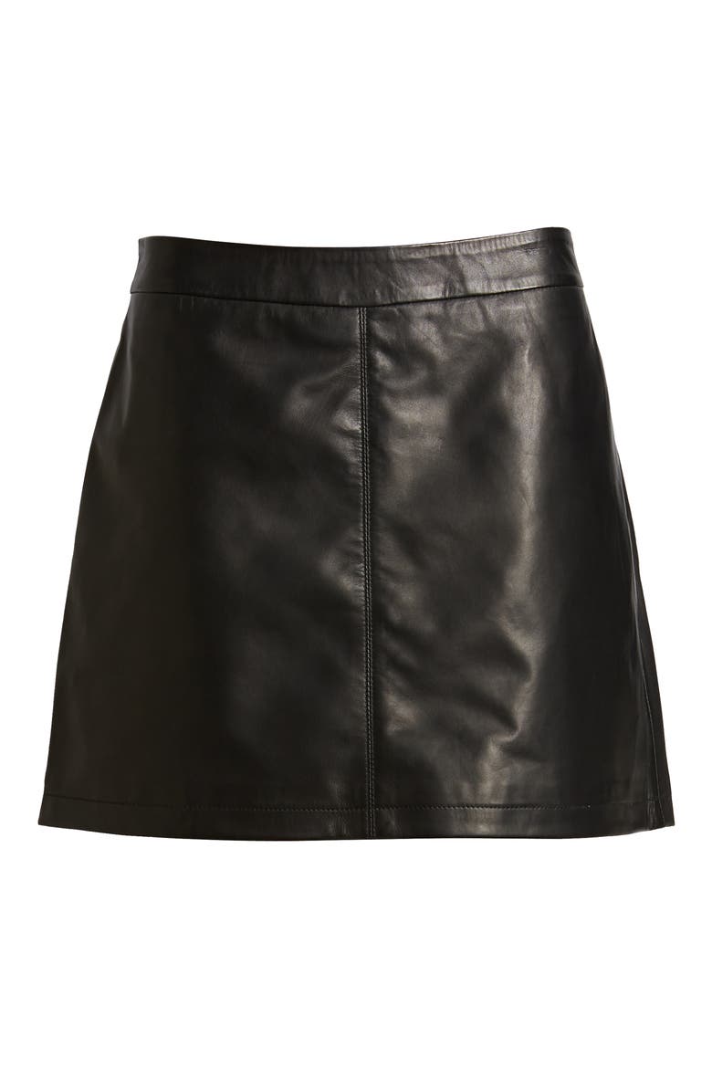 Marrie Leather Miniskirt, Alternate, color, BLACK