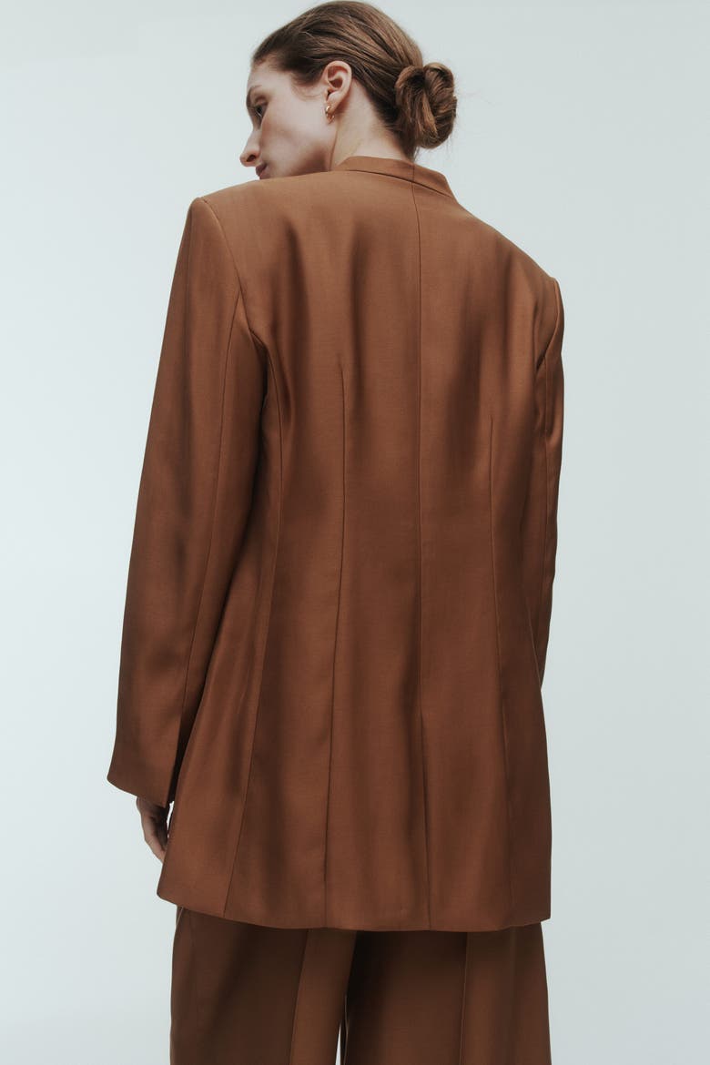 Lapelless Blazer, Alternate, color, Brown