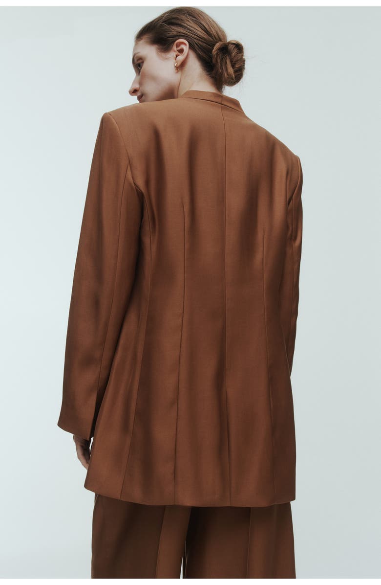H&M Lapelless Blazer, Alternate, color, Brown