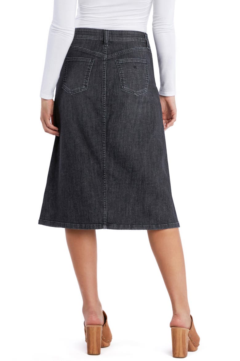Slick Denim Midi Skirt, Alternate, color, SLICK BLACK