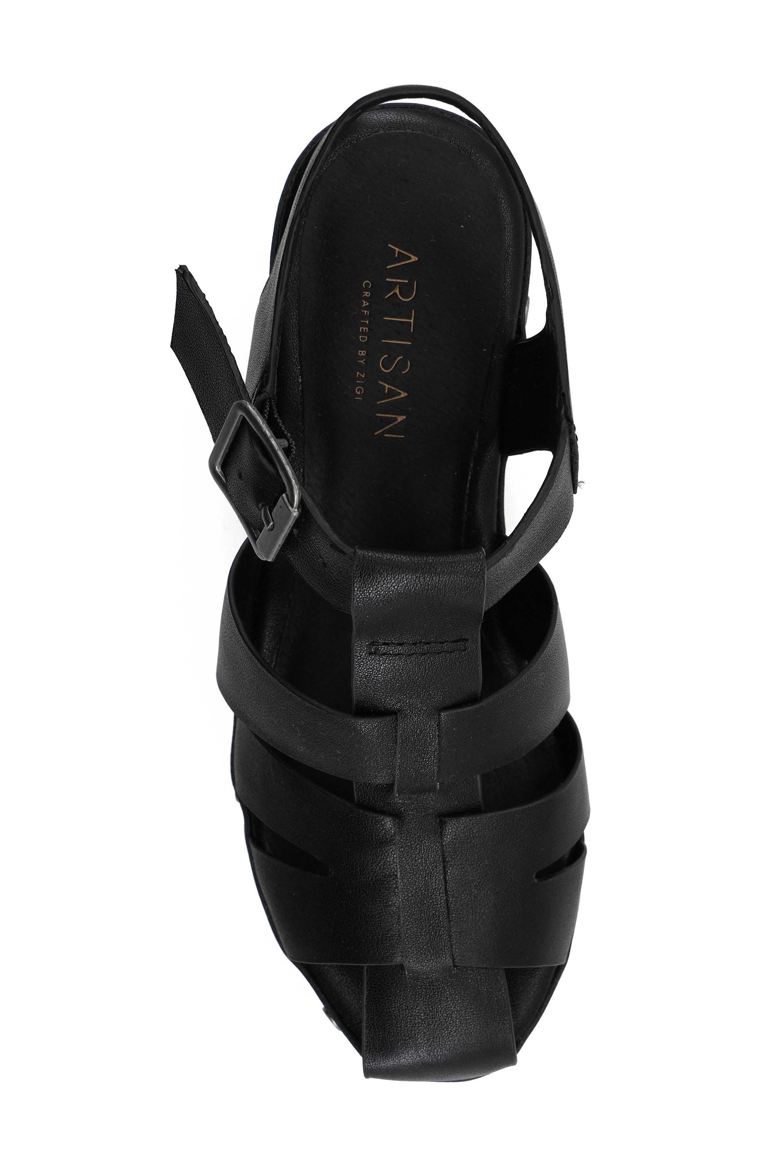 Artisan Crafted By Zigi Lorenza Platform Fisherman Sandal, Alternate, color, Black Leather