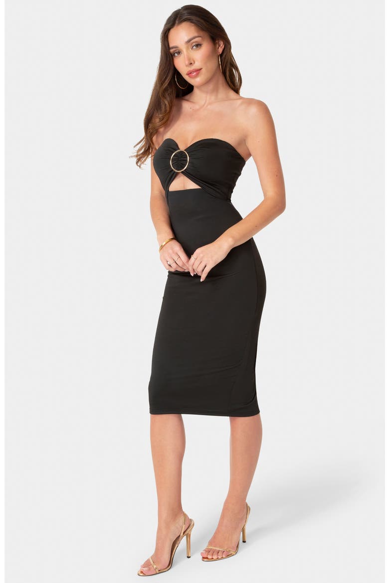 Cutout Strapless Body-Con Dress, Alternate, color, BLACK