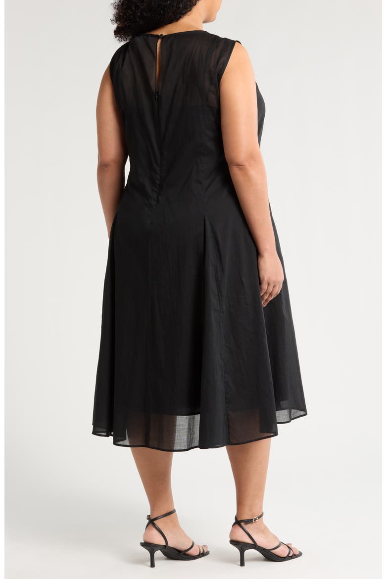 Corvino Cotton Sleeveless Midi Dress, Alternate, color, BLACK