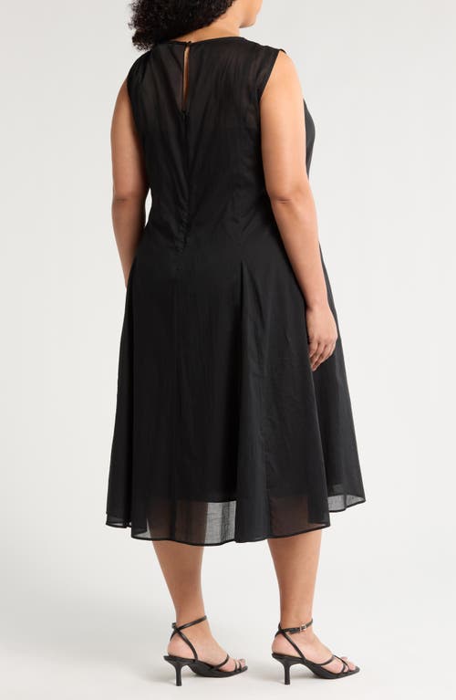 Marina Rinaldi Corvino Cotton Sleeveless Midi Dress In Black