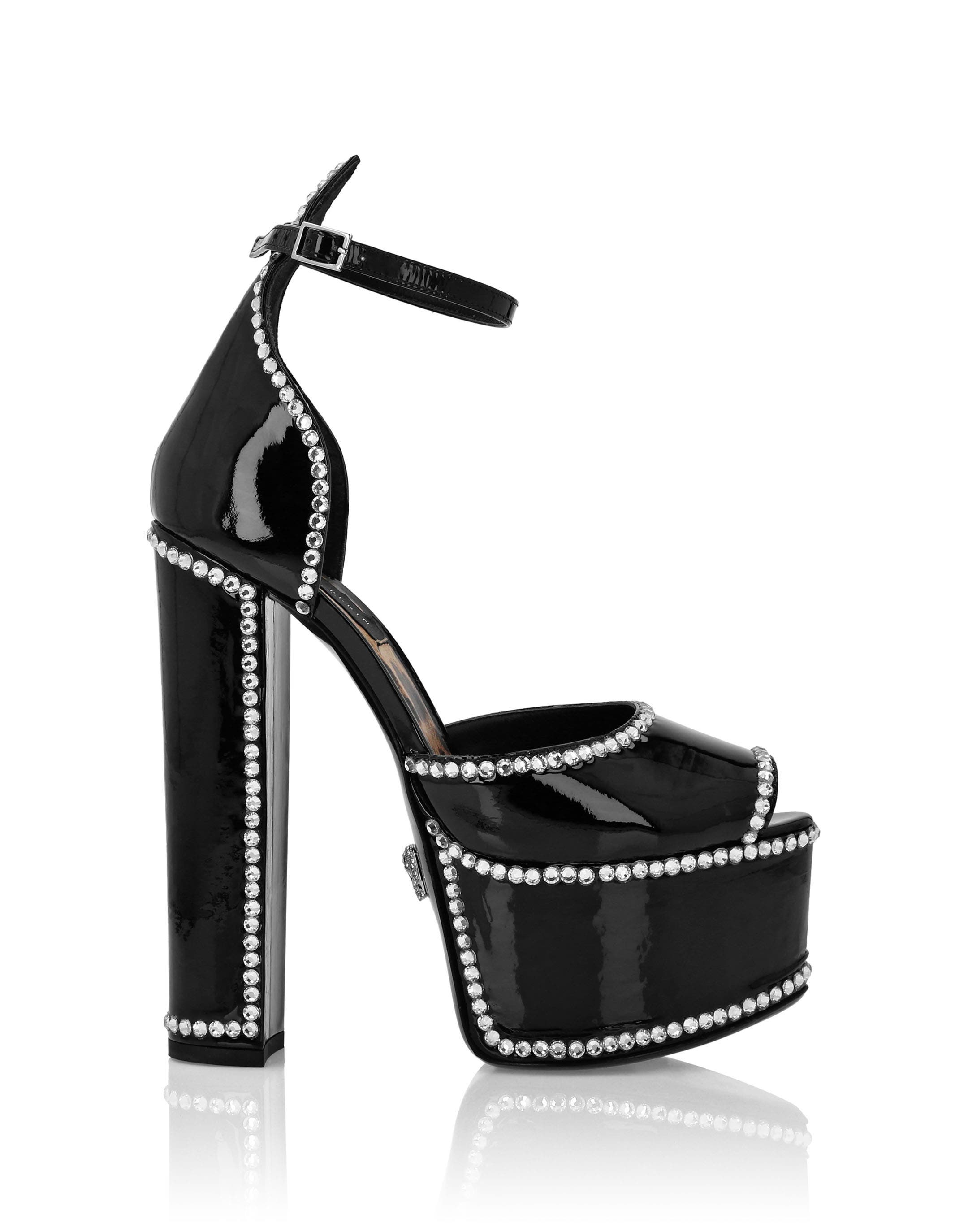 Patent Leather Platform Sandals Hi-Heels Women, Alternate, color, black