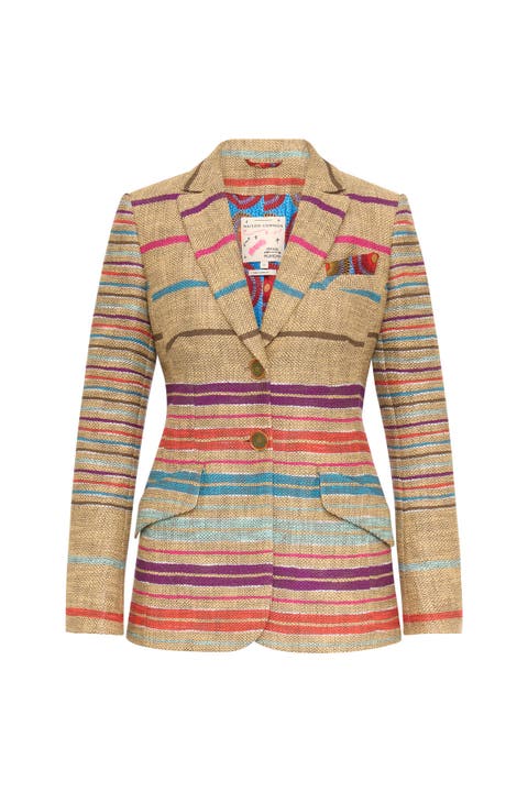 Striped Blazer With Printed Lining