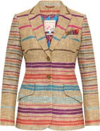 Maison Common Striped Blazer With Printed Lining