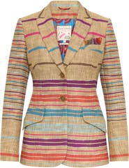 Maison Common Striped Blazer With Printed Lining