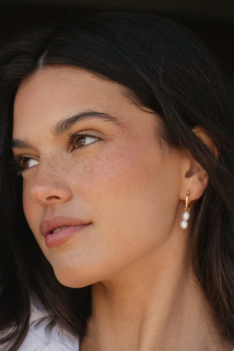 Summerland Pearl Hoops, Alternate, color, GOLD