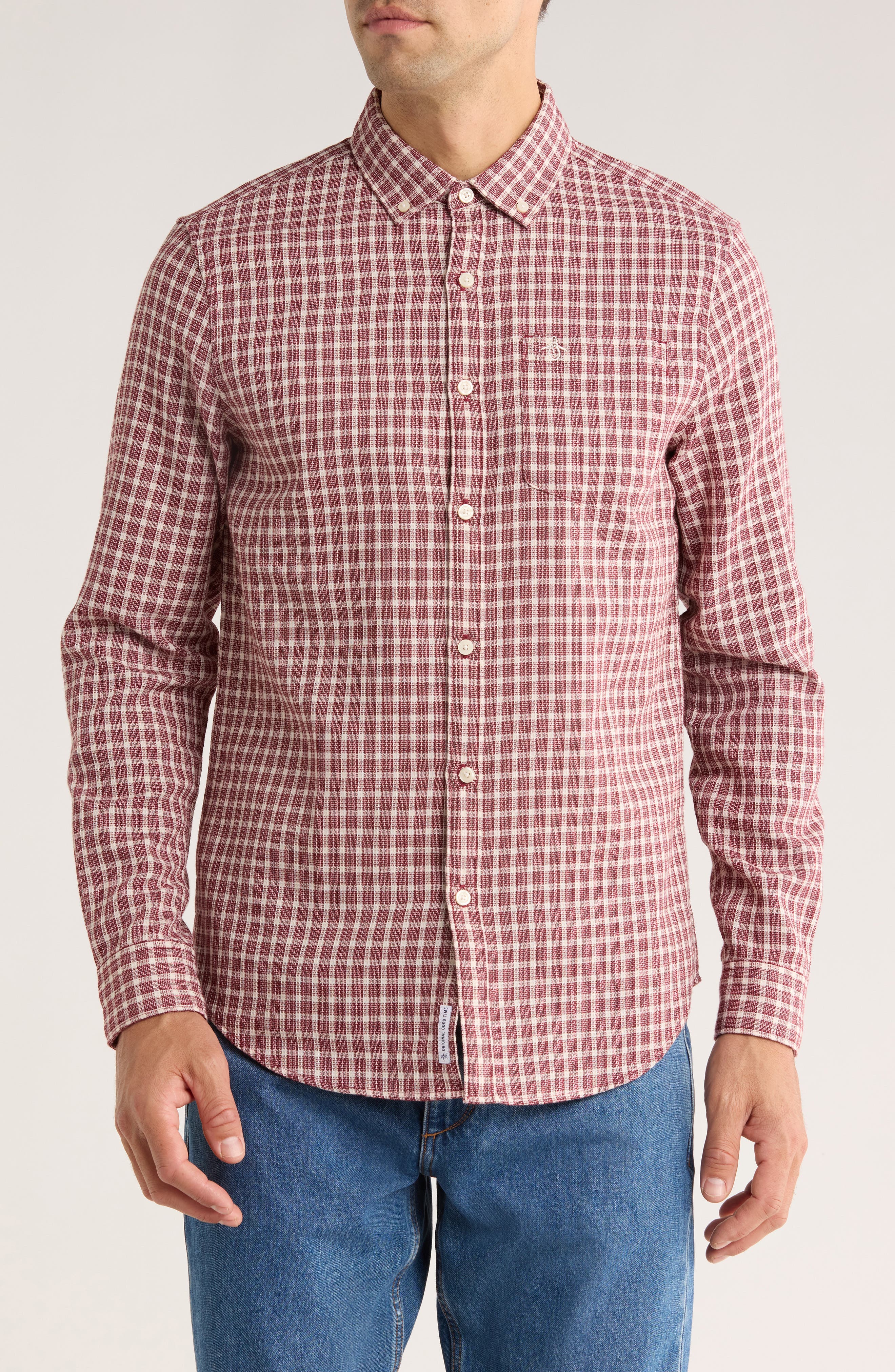 Original Penguin Waffle Check Button-Down Shirt