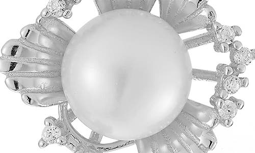 Sphera Milano Cz & Cultured Pearl Stud Earrings In Silver