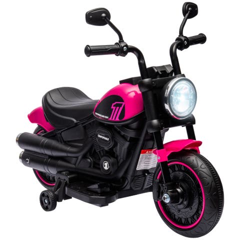 6V Kids Motorcycle with Training Wheels Single Button Start Headlight